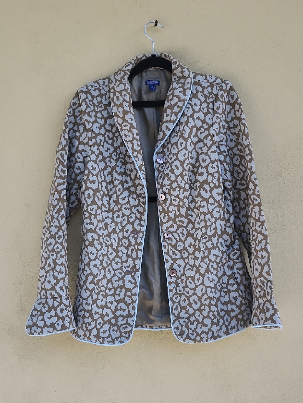 J. McLaughlin Tan and Green Leopard-Print Piped Blazer - Picture 12 of 12